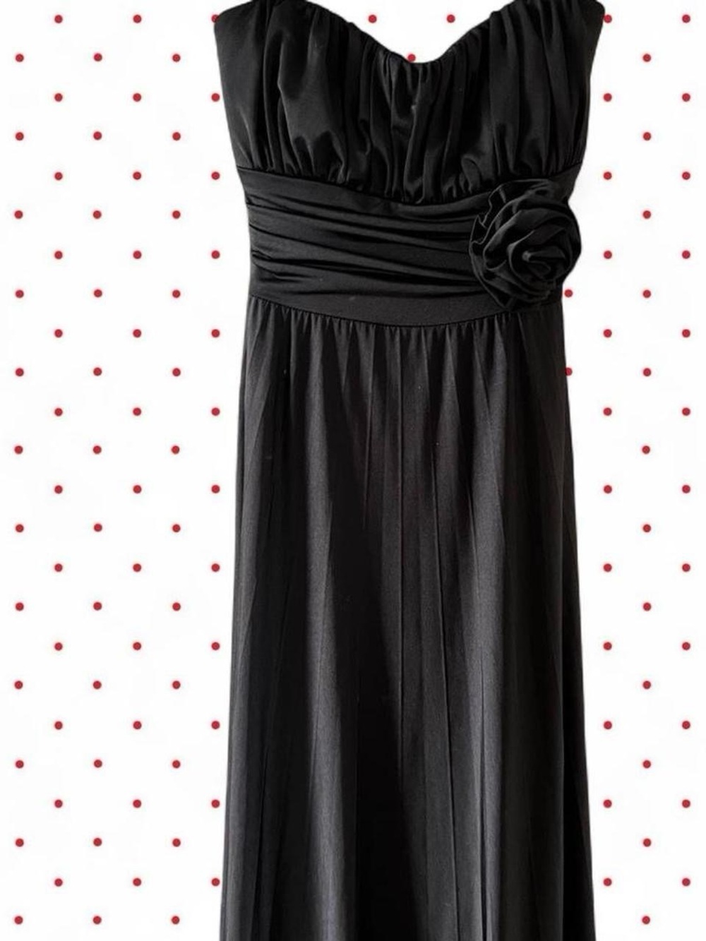 Speechless Black Strapless Maxi Dress with Rosette Waist